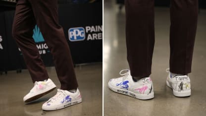 Anthony Mantha wears sneakers designed by 3 year old daughter 