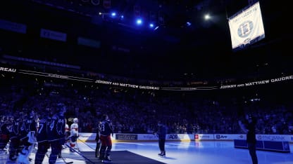 blue jackets panthers come together to honor johnny gaudreau