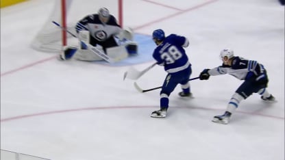 WPG@TBL: Hagel scores goal against Eric Comrie