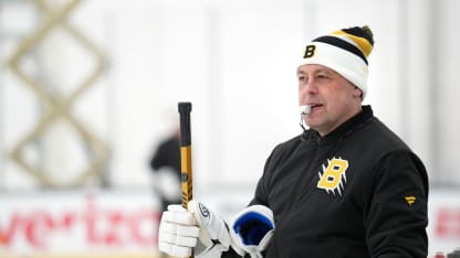 Head coach Marco Sturm of the Boston Bruins holds practice for the 2026 Navy Federal Credit Union NHL Stadium Series game between the Boston Bruins and Tampa Bay Lightning at Raymond James Stadium on January 31, 2026 in Tampa, Florida. (Photo by Christopher Mast/NHLI via Getty Images)
