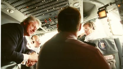 Mark Manney in cockpit of Air Force One with President Clinton
