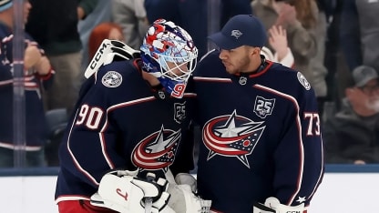 blue jackets goalie rotation elvis merzlikins jet greaves