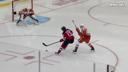 Hischier rips it top corner