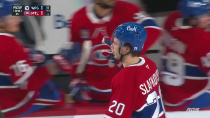 WPG@MTL: Slafkovsky marque un but en A.N. contre Eric Comrie