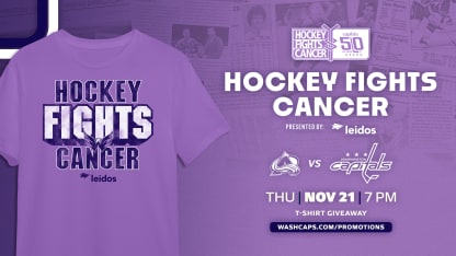 Capitals To Host Hockey Fights Cancer Night Presented by Leidos on Nov. 21 vs. COL