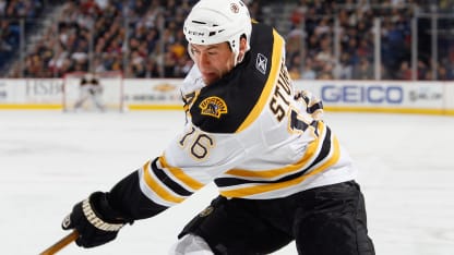 Marco Sturm #16 of the Boston Bruins skates during the game against the Buffalo Sabres on October 21, 2008 at HSBC Arena in Buffalo, New York. (Photo by: Rick Stewart/Getty Images)