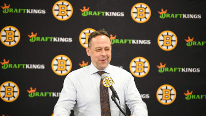 BOSTON, MA - JANUARY 11: Head coach of the Boston Bruins Marco Sturm answers a question during a press conference following the NHL game between the Pittsburgh Penguins and the Boston Bruins on January 11, 2026, at TD Garden in Boston, MA. The Bruins defeated the Penguins 1-0. (Photo by Erica Denhoff/Icon Sportswire via Getty Images)