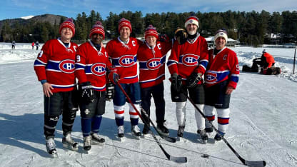 outdoor skaters in Habs jerseys