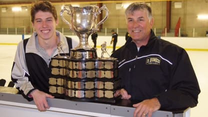 Mitchell Marner with youth coach Robert Desveaux