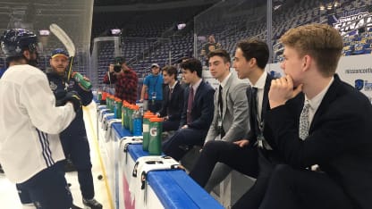 Prospects watching practice