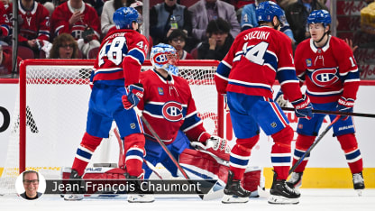 Canadiens after goal badge Chaumont