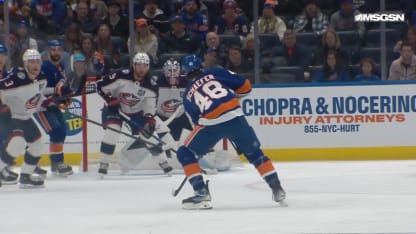 CBJ@NYI: Schaefer scores PPG against Elvis Merzlikins