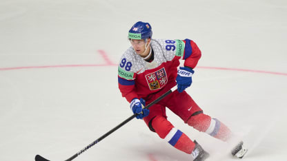Martin Necas of Czechia during the 2025 Ice Hockey World Championship match between Czechia and Denmark at Jyske Bank Arena on May 12, 2025 in Odense, Denmark. (Photo by EyesWideOpen/Getty Images)