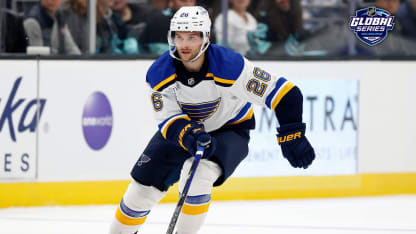 Blues forward Nathan Walker skates