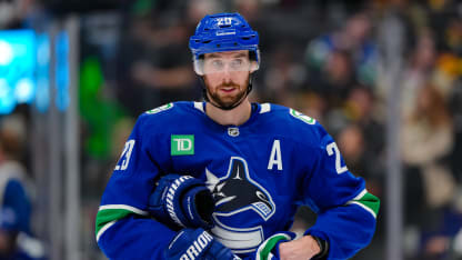 Marcus Pettersson #29 of the Vancouver Canucks looks on during the third period of their NHL game against the Minnesota Wild at Rogers Arena on April 12, 2025 in Vancouver, British Columbia, Canada. (Photo by Derek Cain/Getty Images)