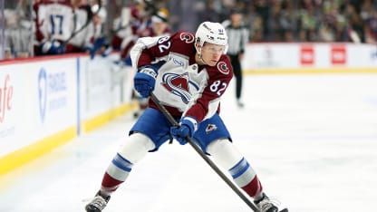 Ivan Ivan #82 of the Colorado Avalanche passes the puck against the Minnesota Wild in the second period at Grand Casino Arena on November 28, 2025 in St Paul, Minnesota. The Wild defeated the Avalanche 3-2 in the shootout. (Photo by David Berding/Getty Images)