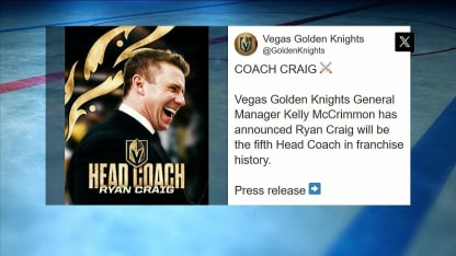 Golden Knights hire Ryan Craig has Head Coach