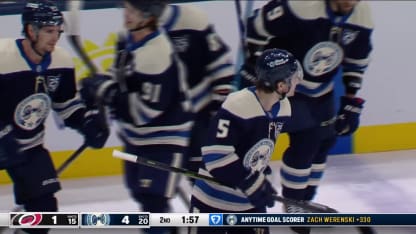 CAR@CBJ: Mateychuk scores goal against Brandon Bussi