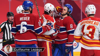 Monahan Chiarot Flames Canadiens badge Lepage