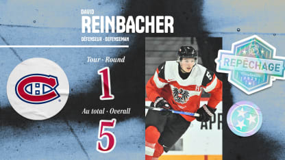 Avec le 5e choix au total, les Canadiens repêchent David Reinbacher