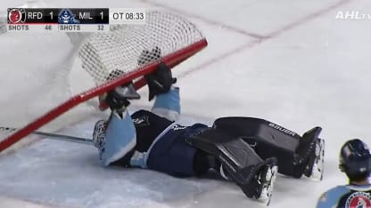 AHL goalie celebration