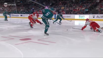 ANA@SJS: Celebrini scores goal against Lukas Dostal