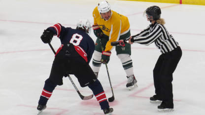 Blind hockey faceoff