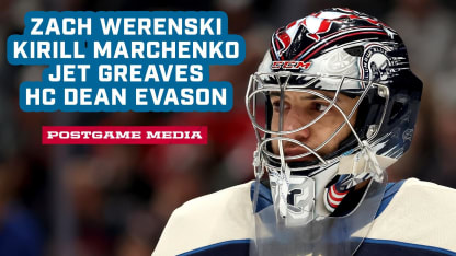 Zach Werenski, Kirill Marchenko, Jet Greaves & Head Coach Dean Evason - CBJ vs. NYR | Postgame Media