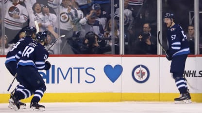 Tyler Myers celebrates WPG-MIN