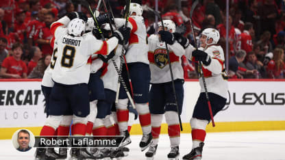 Panthers win OT game 4 badge Laflamme