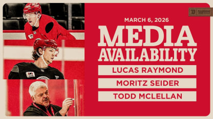 Lucas Raymond, Moritz Seider, Todd McLellan Morning Skate