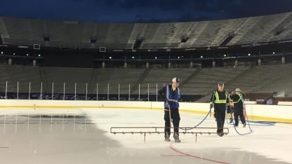 crewmen building the ice