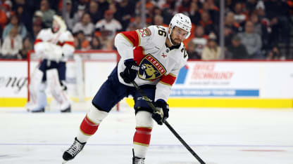 Uvis Balinskis #26 of the Florida Panthers in action during the third period against the Philadelphia Flyers at Xfinity Mobile Arena on October 13, 2025 in Philadelphia, Pennsylvania. (Photo by Emilee Chinn/Getty Images)