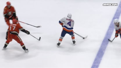 NYI@ANA: DeAngelo scores goal against Lukas Dostal