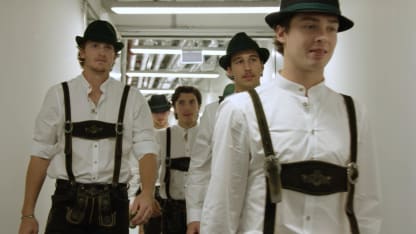 Buffalo Sabres arrive to arena in lederhosen