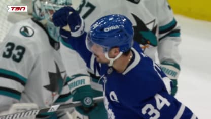 SJS@TOR: Matthews scores PPG against Alex Nedeljkovic