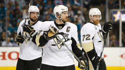 Brian Dumoulin, Sidney Crosby and Patric Hornqvist