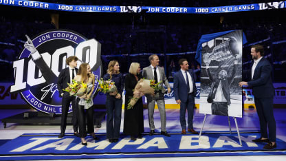 Lightning celebrate Jon Cooper 1,000th NHL game ceremony