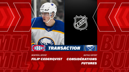 Les Canadiens acquièrent Filip Cederqvist des Sabres