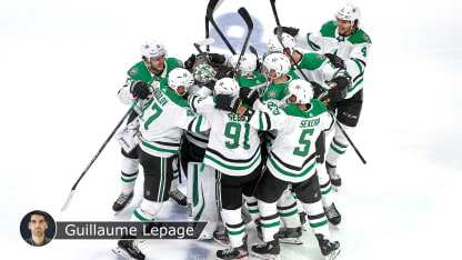Stars win game 5 badge Lepage