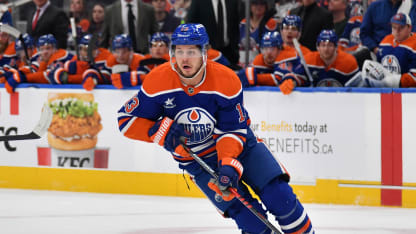 Mattias Janmark #13 of the Edmonton Oilers in action during the game against the Ottawa Senators at Rogers Place on December 22, 2024, in Edmonton, Alberta, Canada. (Photo by Andy Devlin/NHLI via Getty Images)