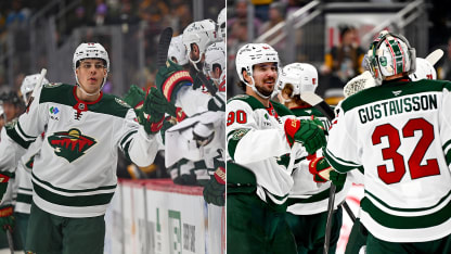 Eriksson Ek Johansson Gustavsson tongivande när Wild nollade Penguins på bortais