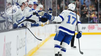 James scores first NHL goal on rebound