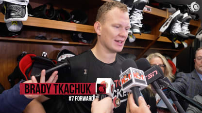 Brady Tkachuk dispo médias post-match contre TOR