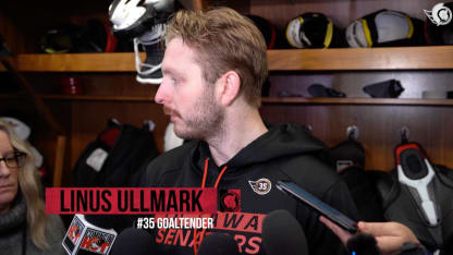 Linus Ullmark dispo médias après le match contre VGK