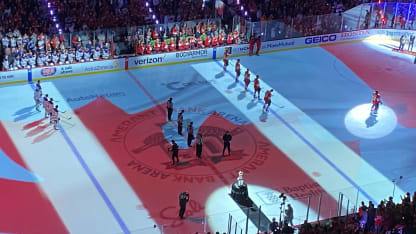 Stanley Cup on ice before Game 1