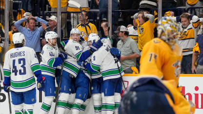 Boeser earns first playoff hat trick