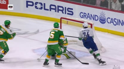 VAN@MIN: DeBrusk scores PPG against Filip Gustavsson