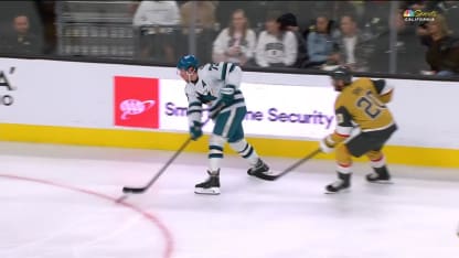 SJS@VGK: Celebrini scores goal against Carter Hart