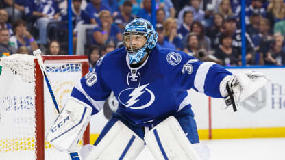 Goalie Ben Bishop #30 of the Tampa Bay Lightning shouts to teammates against the New York Islanders during the second period of Game Five of the Eastern Conference Second Round in the 2016 NHL Stanley Cup Playoffs at the Amalie Arena on May 8, 2016 in Tampa, Florida. (Photo by Scott Audette/NHLI via Getty Images)